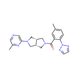 Cc1ccc(-n2nccn2)c(C(=O)N2C[C@@H]3CN(c4cncc(C)n4)C[C@@H]3C2)c1 ZINC000116826597