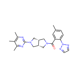 Cc1ccc(-n2nccn2)c(C(=O)N2C[C@@H]3CN(c4nc(C)c(C)c(C)n4)C[C@@H]3C2)c1 ZINC001772585979