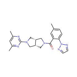 Cc1ccc(-n2nccn2)c(C(=O)N2C[C@@H]3CN(c4nc(C)cc(C)n4)C[C@@H]3C2)c1 ZINC000116822008