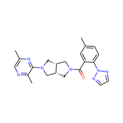 Cc1ccc(-n2nccn2)c(C(=O)N2C[C@@H]3CN(c4nc(C)cnc4C)C[C@@H]3C2)c1 ZINC000116828005