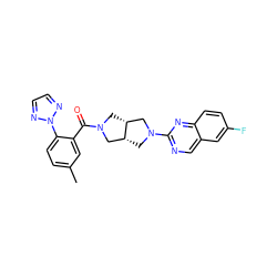 Cc1ccc(-n2nccn2)c(C(=O)N2C[C@@H]3CN(c4ncc5cc(F)ccc5n4)C[C@@H]3C2)c1 ZINC001772612078