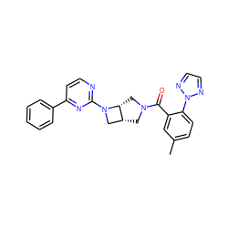 Cc1ccc(-n2nccn2)c(C(=O)N2C[C@@H]3CN(c4nccc(-c5ccccc5)n4)[C@@H]3C2)c1 ZINC000149742713