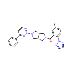 Cc1ccc(-n2nccn2)c(C(=O)N2C[C@@H]3CN(c4nccc(-c5ccccc5)n4)C[C@@H]3C2)c1 ZINC000167155461