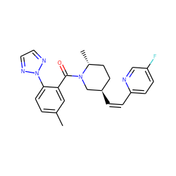 Cc1ccc(-n2nccn2)c(C(=O)N2C[C@H](/C=C\c3ccc(F)cn3)CC[C@H]2C)c1 ZINC000169307303