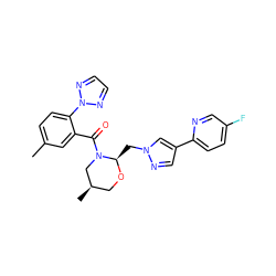 Cc1ccc(-n2nccn2)c(C(=O)N2C[C@H](C)CO[C@@H]2Cn2cc(-c3ccc(F)cn3)cn2)c1 ZINC001772574456