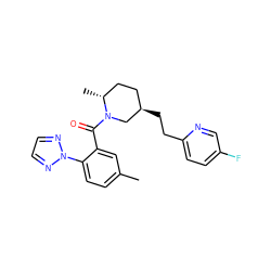 Cc1ccc(-n2nccn2)c(C(=O)N2C[C@H](CCc3ccc(F)cn3)CC[C@H]2C)c1 ZINC000169307298