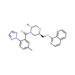 Cc1ccc(-n2nccn2)c(C(=O)N2C[C@H](COc3nccc4ccccc34)OC[C@H]2C)c1 ZINC000068205471