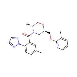 Cc1ccc(-n2nccn2)c(C(=O)N2C[C@H](COc3ncccc3C)OC[C@H]2C)c1 ZINC000068205480