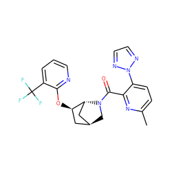 Cc1ccc(-n2nccn2)c(C(=O)N2C[C@H]3C[C@@H](Oc4ncccc4C(F)(F)F)[C@H]2C3)n1 ZINC000218387552