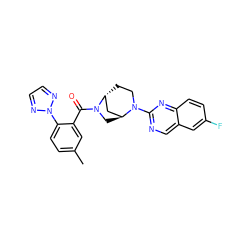 Cc1ccc(-n2nccn2)c(C(=O)N2C[C@H]3C[C@H]2CCN3c2ncc3cc(F)ccc3n2)c1 ZINC000101334689