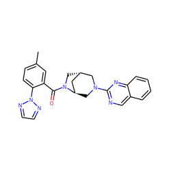 Cc1ccc(-n2nccn2)c(C(=O)N2C[C@H]3C[C@H]2CN(c2ncc4ccccc4n2)C3)c1 ZINC000101334665