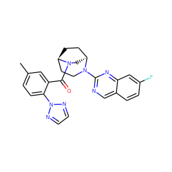 Cc1ccc(-n2nccn2)c(C(=O)N2C[C@H]3CC[C@@H]2CCN3c2ncc3ccc(F)cc3n2)c1 ZINC000053293724