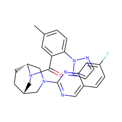 Cc1ccc(-n2nccn2)c(C(=O)N2C[C@H]3CC[C@@H]2CN(c2ncc4ccc(F)cc4n2)C3)c1 ZINC000053314075