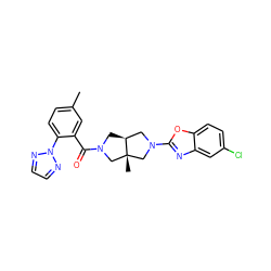 Cc1ccc(-n2nccn2)c(C(=O)N2C[C@H]3CN(c4nc5cc(Cl)ccc5o4)C[C@]3(C)C2)c1 ZINC001772653740