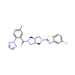 Cc1ccc(-n2nccn2)c(C(=O)N2C[C@H]3CN(c4nc5cc(Cl)ccc5s4)C[C@H]3C2)c1 ZINC001772647396