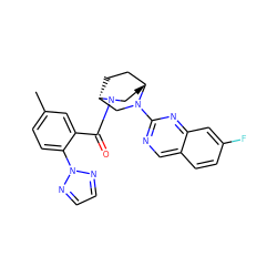 Cc1ccc(-n2nccn2)c(C(=O)N2CC[C@@H]3CC[C@H]2CN3c2ncc3ccc(F)cc3n2)c1 ZINC000053230630