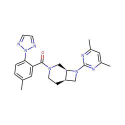 Cc1ccc(-n2nccn2)c(C(=O)N2CC[C@@H]3CN(c4nc(C)cc(C)n4)[C@@H]3C2)c1 ZINC000145814839