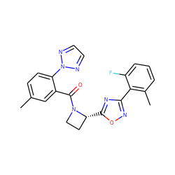 Cc1ccc(-n2nccn2)c(C(=O)N2CC[C@H]2c2nc(-c3c(C)cccc3F)no2)c1 ZINC000218171183