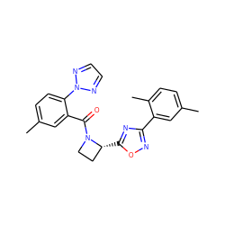 Cc1ccc(-n2nccn2)c(C(=O)N2CC[C@H]2c2nc(-c3cc(C)ccc3C)no2)c1 ZINC000218149702