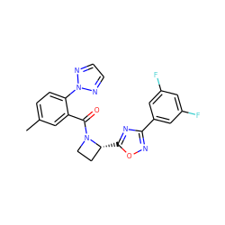 Cc1ccc(-n2nccn2)c(C(=O)N2CC[C@H]2c2nc(-c3cc(F)cc(F)c3)no2)c1 ZINC000218042448