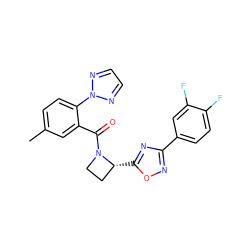 Cc1ccc(-n2nccn2)c(C(=O)N2CC[C@H]2c2nc(-c3ccc(F)c(F)c3)no2)c1 ZINC000218119161