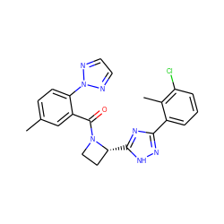 Cc1ccc(-n2nccn2)c(C(=O)N2CC[C@H]2c2nc(-c3cccc(Cl)c3C)n[nH]2)c1 ZINC000218121261