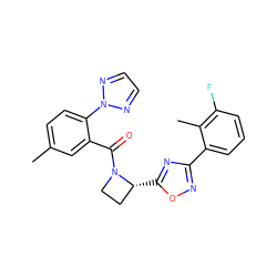 Cc1ccc(-n2nccn2)c(C(=O)N2CC[C@H]2c2nc(-c3cccc(F)c3C)no2)c1 ZINC000218050454