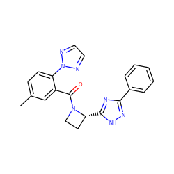 Cc1ccc(-n2nccn2)c(C(=O)N2CC[C@H]2c2nc(-c3ccccc3)n[nH]2)c1 ZINC000218041217