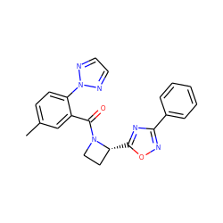 Cc1ccc(-n2nccn2)c(C(=O)N2CC[C@H]2c2nc(-c3ccccc3)no2)c1 ZINC000218054352