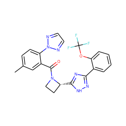 Cc1ccc(-n2nccn2)c(C(=O)N2CC[C@H]2c2nc(-c3ccccc3OC(F)(F)F)n[nH]2)c1 ZINC000218104697