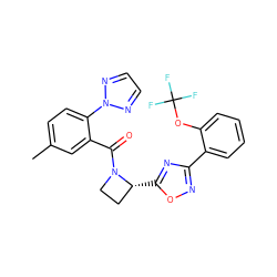 Cc1ccc(-n2nccn2)c(C(=O)N2CC[C@H]2c2nc(-c3ccccc3OC(F)(F)F)no2)c1 ZINC000218186010