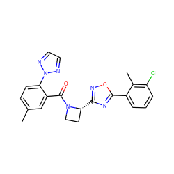 Cc1ccc(-n2nccn2)c(C(=O)N2CC[C@H]2c2noc(-c3cccc(Cl)c3C)n2)c1 ZINC000218224705