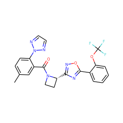 Cc1ccc(-n2nccn2)c(C(=O)N2CC[C@H]2c2noc(-c3ccccc3OC(F)(F)F)n2)c1 ZINC000218109639