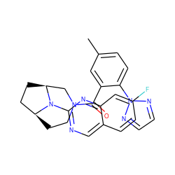 Cc1ccc(-n2nccn2)c(C(=O)N2CC[C@H]3CC[C@@H](C2)N3c2ncc3ccc(F)cc3n2)c1 ZINC000053243961