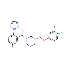 Cc1ccc(-n2nccn2)c(C(=O)N2CCC[C@@H](COc3ccc(F)c(C)c3)C2)c1 ZINC000299872010