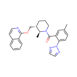 Cc1ccc(-n2nccn2)c(C(=O)N2CCC[C@@H](COc3nccc4ccccc34)[C@@H]2C)c1 ZINC000068205482