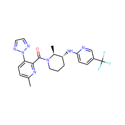 Cc1ccc(-n2nccn2)c(C(=O)N2CCC[C@@H](Nc3ccc(C(F)(F)F)cn3)[C@@H]2C)n1 ZINC000218426676