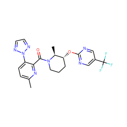 Cc1ccc(-n2nccn2)c(C(=O)N2CCC[C@@H](Oc3ncc(C(F)(F)F)cn3)[C@@H]2C)n1 ZINC000225880616