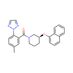 Cc1ccc(-n2nccn2)c(C(=O)N2CCC[C@H](Oc3cccc4ccccc34)C2)c1 ZINC000299870944