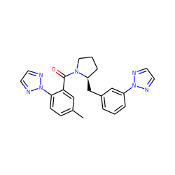 Cc1ccc(-n2nccn2)c(C(=O)N2CCC[C@H]2Cc2cccc(-n3nccn3)c2)c1 ZINC000222106119