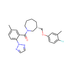 Cc1ccc(-n2nccn2)c(C(=O)N2CCCC[C@H](COc3ccc(F)c(C)c3)C2)c1 ZINC000068205307