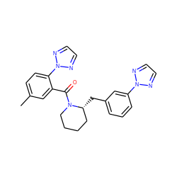 Cc1ccc(-n2nccn2)c(C(=O)N2CCCC[C@H]2Cc2cccc(-n3nccn3)c2)c1 ZINC000222103065