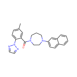 Cc1ccc(-n2nccn2)c(C(=O)N2CCCN(c3ccc4ccccc4c3)CC2)c1 ZINC000040892207