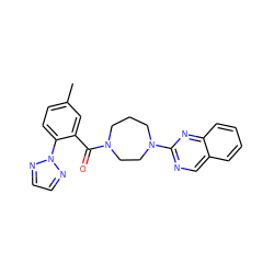 Cc1ccc(-n2nccn2)c(C(=O)N2CCCN(c3ncc4ccccc4n3)CC2)c1 ZINC000040394703