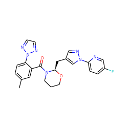 Cc1ccc(-n2nccn2)c(C(=O)N2CCCO[C@@H]2Cc2cnn(-c3ccc(F)cn3)c2)c1 ZINC001772635315