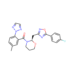 Cc1ccc(-n2nccn2)c(C(=O)N2CCCO[C@@H]2Cc2noc(-c3ccc(F)cc3)n2)c1 ZINC000210628567