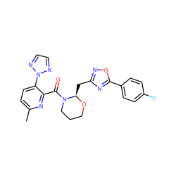 Cc1ccc(-n2nccn2)c(C(=O)N2CCCO[C@@H]2Cc2noc(-c3ccc(F)cc3)n2)n1 ZINC000210628641