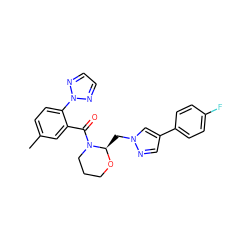 Cc1ccc(-n2nccn2)c(C(=O)N2CCCO[C@@H]2Cn2cc(-c3ccc(F)cc3)cn2)c1 ZINC000210619832