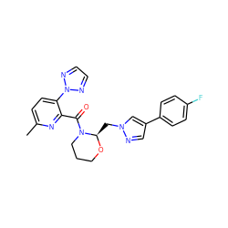 Cc1ccc(-n2nccn2)c(C(=O)N2CCCO[C@@H]2Cn2cc(-c3ccc(F)cc3)cn2)n1 ZINC000210619686