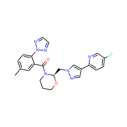 Cc1ccc(-n2nccn2)c(C(=O)N2CCCO[C@@H]2Cn2cc(-c3ccc(F)cn3)cn2)c1 ZINC000210575848